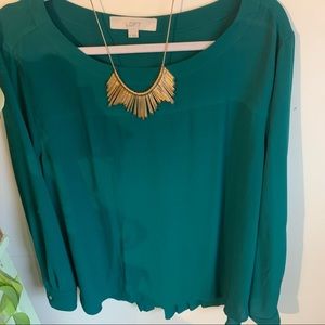 | LOFT | Green Accordion Back Top